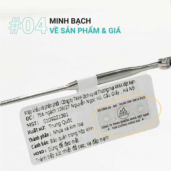 Sản phẩm kính mắt Anna luôn được kê khai thông tin chi tiết