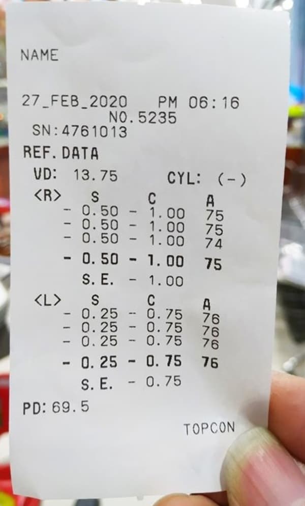 Kết quả khi đo mắt bằng máy chuyên dụng